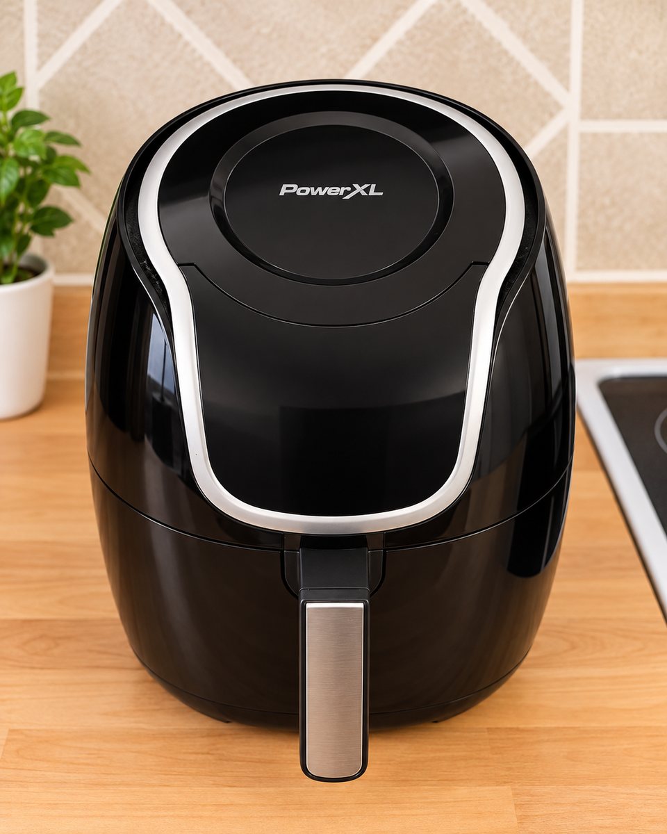 PowerXL air fryer on the kitchen counter