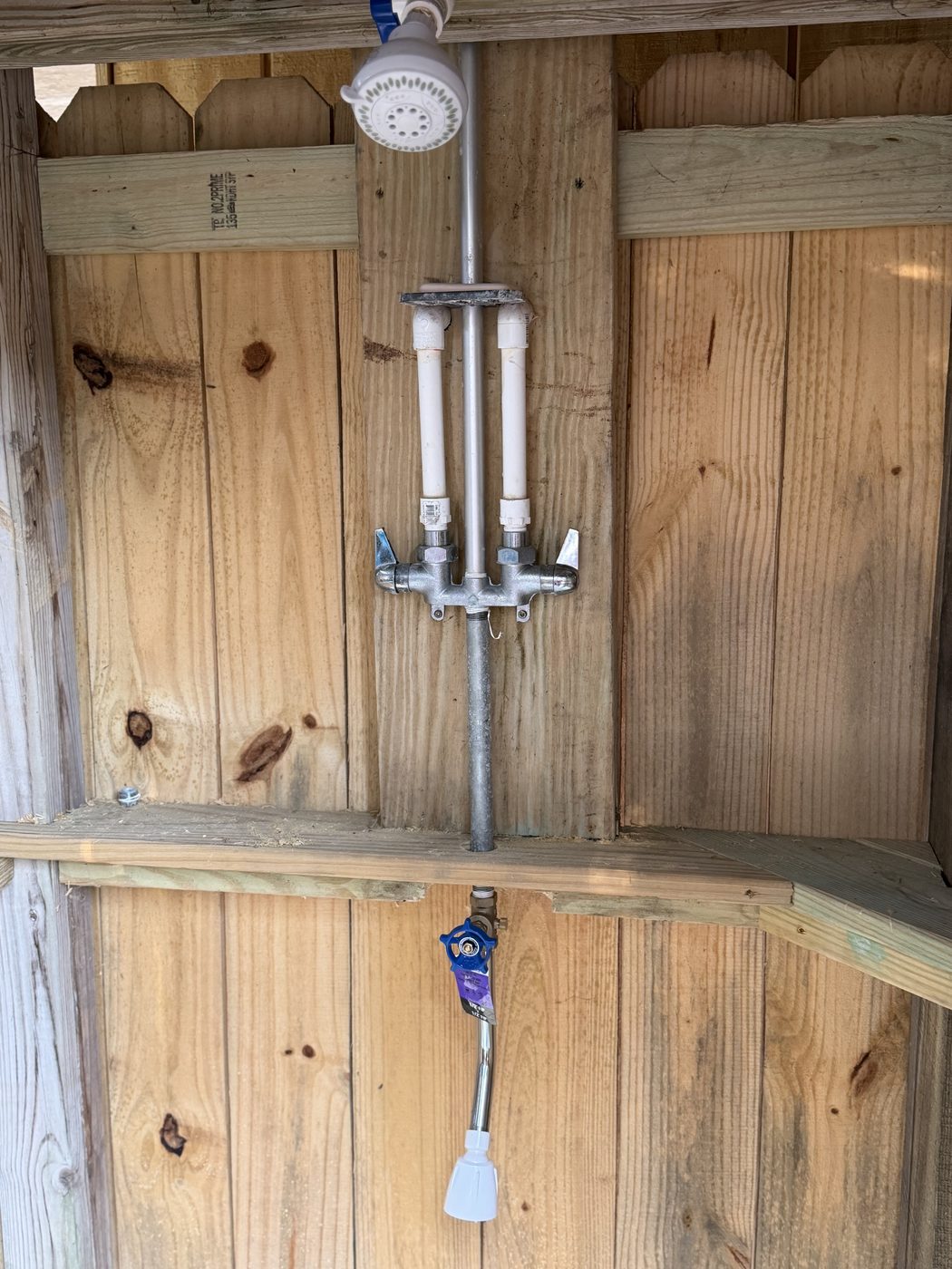 Outdoor shower head, hot and cold levers, and hand-held sprayer valve