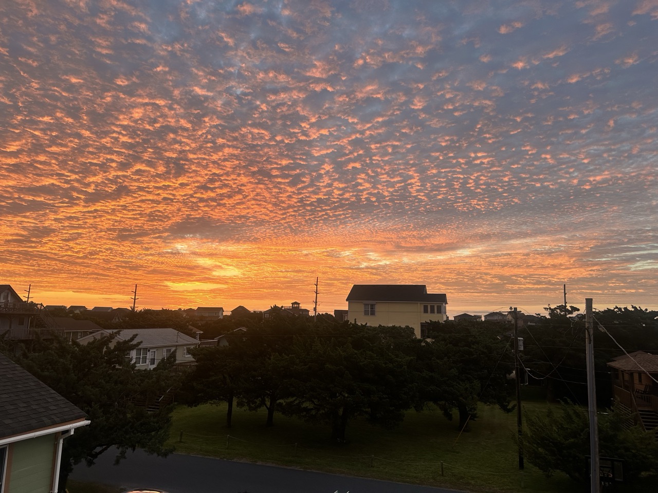 Sunrise over the village of Avon, Hatteras Island, in the off-season