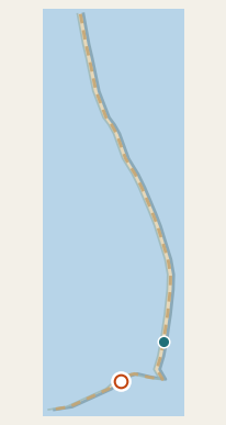 Map pin at Hatteras Inlet north ferry dock