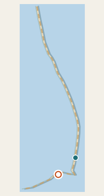 Map pin at Sandy Bay north of Hatteras Village